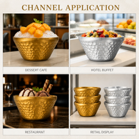 Bol de service rétro en acier inoxydable poli, motif diamant vintage, écologique, pour salade et dessert, compatible lave-vaisselle, pour hôtel et maison