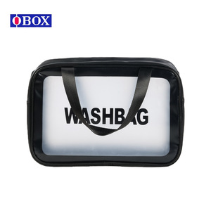 Bolsa de Maquillaje Portátil para Mujer Obox, Gran Capacidad, Impermeable, Bolsa de Aseo de Viaje, Rectangular, Negra, Diseño de Letras en Color Sólido - Product Image 3