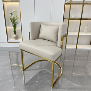 Silla Moderna de Cuero Blanco Crema <span class=keywords><strong>para</strong></span> Salón de Uñas con Detalles en Metal Dorado, <span class=keywords><strong>para</strong></span> Espera de Clientes y Uso del Técnico, Elegante Silla de <span class=keywords><strong>Oficina</strong></span> - Product Image 3