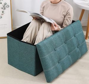 Otomana de Almacenamiento de Tela de Lino con Reposapiés y Tapa Extraíble para el Pie de la Cama - Product Image 5