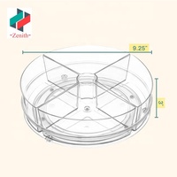 ZNF00170 rond en plastique 4 techniques d'injection de plateau tournant Lazy Susan détachables pour le stockage des aliments de cuisine ou des articles divers