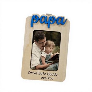 Wooden Hanging Ornament Crafts Custom Engraved <b>Car</b> Sun Visor Photo <b>Clip</b> Photo Frame - Product Image 3