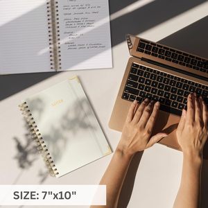 ZICOTO Spiral Notebook B5 College Ruled 300 Pages Beige Linen Cover Journal For Women Gift <b>Note</b> <b>Book</b> - Product Image 6