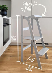 Tour d'apprentissage Montessori pliable en bois pour enfants, tabouret d'appoint pour cuisine et activités préscolaires - Product Image 3