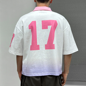   ผู้ผลิตเสื้อโปโลปักลายดิจิทัลคุณภาพสูงสำหรับผู้ชาย เสื้อยืดครอปทรงหลวมสไตล์ลำลองฟุตบอลแบบย้อมสีเอซิด - Product Image 2