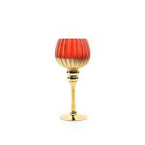 Porte-bougie à 1 brûleur en verre doré/rouge DIAM. 13CM H 30CM - Product Image 1