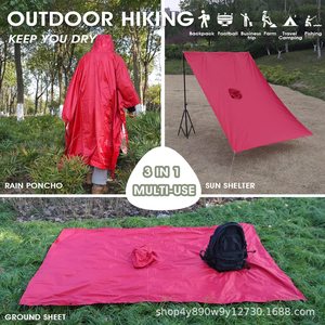 Poncho Impermeable Woqi Naranja Rojo Ligero Reutilizable para una Persona, para Camping, Senderismo y Actividades al Aire Libre - Product Image 2