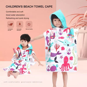 <span class=keywords><strong>Poncho</strong></span> de plage et de bain à séchage rapide pour enfants, à capuche, motif tropical, serviette portable toutes saisons - Product Image 3