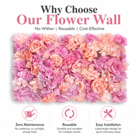 Panel Bunga Buatan Mawar Campuran Peony Hydrangea untuk Latar Belakang Pernikahan, Studio Siaran Langsung, Jendela Toko, Latar Belakang Dinding Pesta