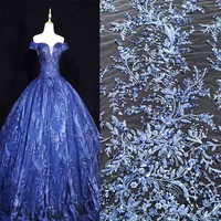Tissu de luxe rouge en dentelle et broderie de sequins 3D en polyester perlé pour robe de mariée et de soirée, personnalisable OEM, Europe et Amérique