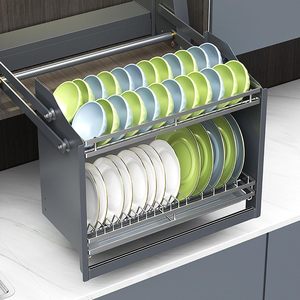 Smart <b>Dish</b> <b>Rack</b>-Wall-Mounted Adjustable Pull Shelf Lifting System Cabinet Organizer Touch Switch <b>Rack</b> TSW-B Touch Switch Functio - Product Image 5