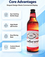Layar LED Silinder Fleksibel Berkualitas Tinggi Terlaris dengan Tampilan Iklan Botol Bir LED untuk Bisnis