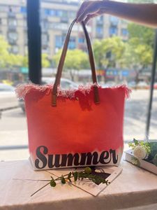 Borsa da Spiaggia Personalizzabile con Logo, Grande Capacità, Impermeabile, Decorazione con Nappine, Borsa <span class=keywords><strong>a</strong></span> Tracolla in Tela per Spiaggia e <span class=keywords><strong>Shopping</strong></span> - Product Image 2
