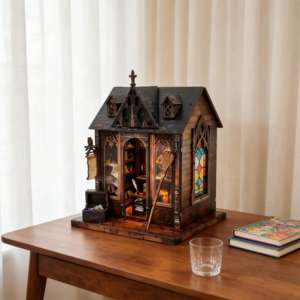 <span class=keywords><strong>Casa</strong></span> <span class=keywords><strong>de</strong></span> Muñecas <span class=keywords><strong>de</strong></span> Madera en Miniatura DIY, Rompecabezas 3D <span class=keywords><strong>de</strong></span> Madera con Cubierta Antipolvo, Ideal para Regalo, Puede Iluminarse - Product Image 4