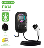Nuevo Cargador Portátil para Vehículos Eléctricos de 11KW Tipo 2 con Pantalla a Color, Luz LED Redonda y Conector, para Hogar y Garaje