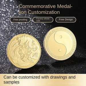 Taiji figura <span class=keywords><strong>Gossip</strong></span> moneta decorativa bronzo antico medaglione commemorativo classico drago fenice Design metallo Souvenir in ferro - Product Image 3