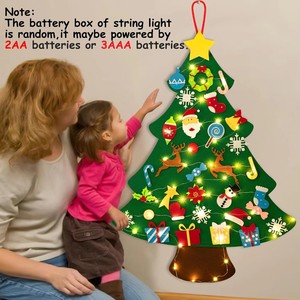 Kit d'arbre de Noël en feutre avec lumières LED, calendrier de l'<span class=keywords><strong>Avent</strong></span> bonhomme de neige, pliable, non tissé, artisanat fait main pour enfants, fournitures du Nouvel An - Product Image 4