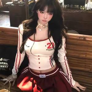 Neue 2-teilige Damen-Rock-Sets Langärmliges schulter freies Strick-T-Shirt und Bubble-Rock-Set Lässige, elegante Outfits - Product Image 3