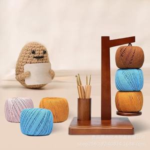 Wooden Spool Holder For Yarn <b>Crochet</b> <b>Hooks</b> Craft Tools Minimalist Design Rotatable Stand Solid Wood Knitting Organizer - Product Image 2