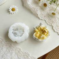 Moule à bougie en silicone motif fleur de renoncule, moules 3D pivoine florale pour décoration de gâteaux, chocolat, bonbons, argile polymère, savon