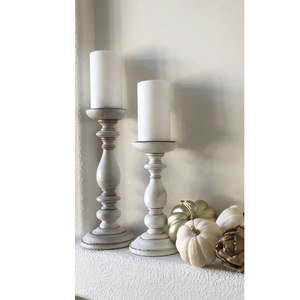 Portavelas para suelo de pie para el hogar decorativo blanco rústico acabado en portavelas de madera para suelo superventas - Product Image 3