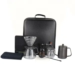 Set hadiah kopi berkemah, alat pembuat kopi dengan Tuang di atas ketel kopi, Set hadiah perjalanan