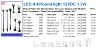 Accessoires pour bateaux Foyo, lumière marine LED 12V tout autour, montage fixe, lumière d'ancre pour yacht