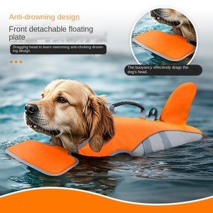 เสื้อชูชีพสุนัขเสื้อชูชีพพร้อมด้ามจับสีทึบสำหรับว่ายน้ำสุนัขในฤดูร้อน - Product Image 4
