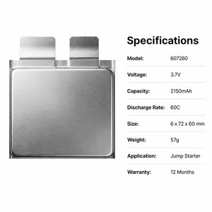 Batterie Li-Po rechargeable 607260 3.7V 2150mAh 60C à décharge rapide pour démarreur de voiture - Product Image 2