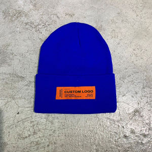 Beanie Cap <b>Knit</b> Custom Logo Ribbed Tag Embroidered Sequin Winter Knitting Beanies Knitted <b>Hats</b> - Product Image 5