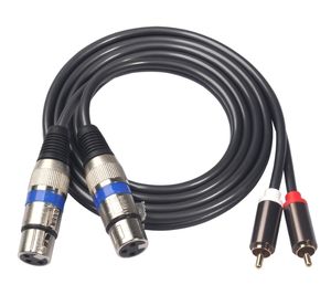สายสัญญาณเสียงสำหรับผู้หญิง XLR ตัวผู้และตัวเมียแบบ2RCA ป้องกันสำหรับลำโพงมิกเซอร์ของเครื่องขยายเสียง3เมตร - Product Image 1