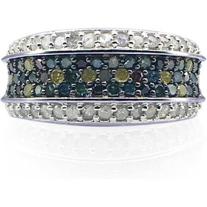 Bague en diamant blanc et multicolore taille ronde Jewelspaark 0,94 carats en argent sterling 925, bijoux de fiançailles pour femmes - Product Image 1