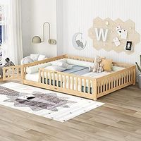 Vente en gros de lits bébé portables en bois maison en bois lit simple pour enfants avec tiroir gigogne lit au sol Montessori