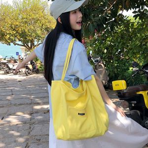 Sacs fourre-tout en toile de couleur unie minimalistes pour femmes, grande capacité, sacs de shopping avec logo personnalisé - Product Image 4