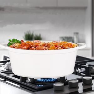 Casserole ovale en fonte émaillée pour four hollandais avec couvercle, revêtement en émail interne, poignée de couvercle en acier inoxydable, passe au four - Product Image 3