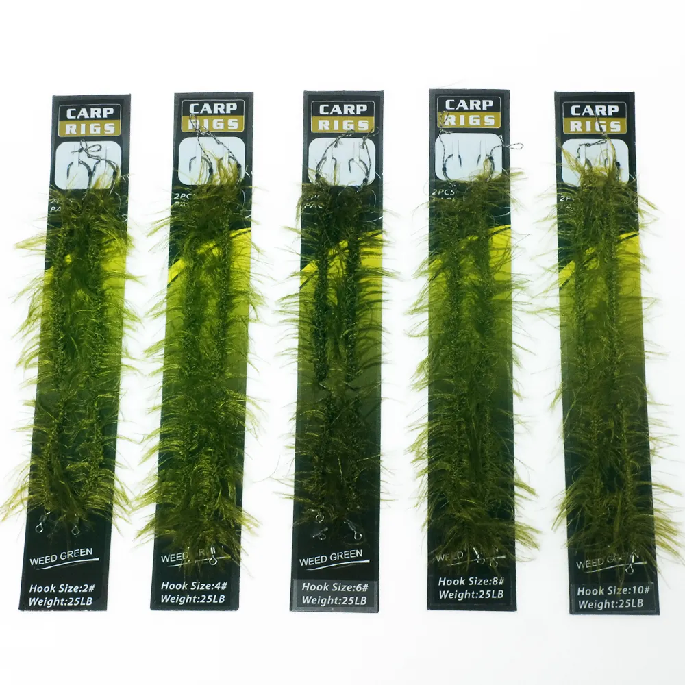 2020 new hot sale online wholesale carp fishing rigs with waterweed thread and 8245 fishing hook