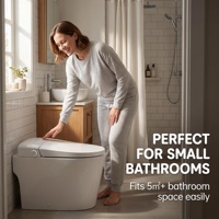 WC intelligent monobloc allongé en céramique avec siphon en S, chasse d'eau Tornado, réservoir encastré, siège chauffant, capteur de pied, veilleuse, OEM