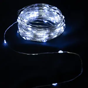 Ghirlanda di luci LED in filo di rame, 2 m, bianco opaco, con batterie a bottone; ideale per decorazione e ambientazione. - Product Image 2