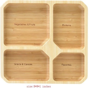 <span class=keywords><strong>Assiette</strong></span> de séparation saine ronde/carrée en bois naturel de <span class=keywords><strong>bambou</strong></span> avec 4 compartiments - Product Image 5