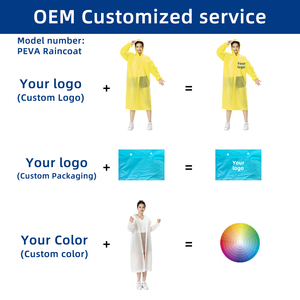 Custom Logo REACH Certified EVA Windproof <strong>Breathable</strong> Eco-Friendly Raincoat 140g Lightweight <strong>Waterproof</strong> Reusable Adult Rain - Product Image 5