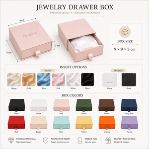 Custom Logo Drawer Jewelry Packaging Box with Satin Insert for Ring Necklace Bracelet and gift store jewelry brands - Product Image 2