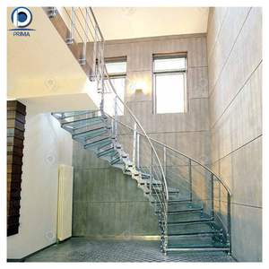 <span class=keywords><strong>Escalier</strong></span> de villa incurvé en acier galvanisé de conception moderne, durable et personnalisé haut de gamme PRIMA, avec <span class=keywords><strong>marches</strong></span> fermées en verre trempé pour intérieur - Product Image 4