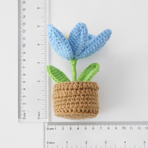 Street Stall Handmade Shop Knitting Flowering Tulip Yarn <b>Potted</b> Plant Indoor Classroom Student Cute Crochet <b>Small</b> Ornaments - Product Image 4