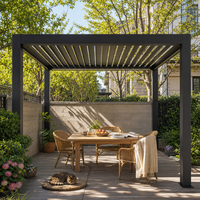 Système de gazebo de jardin moderne en aluminium imperméable avec toit, idéal pour spas, saunas et mobilier d'extérieur