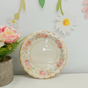 Vaisselle de fête du thé DAMAI, décorations de table, thème floral, assiette d'anniversaire, vaisselle jetable à thème rose, gobelets en papier, serviettes - Product Image 5