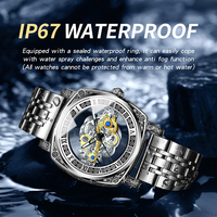 Montre de luxe BINBOND authentique rétro sculptée en quartz avec cadran à aiguilles lumineuses, boîtier métallique, montre-bracelet de sport tendance pour homme