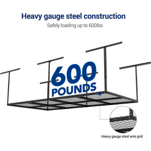 Customized Adjustable 4x8 Overhead Storage Rack Hanging Ceiling <strong>Shelving</strong> with Wire <strong>Mesh</strong> for Garage Lifted Ceiling Rack - Product Image 5