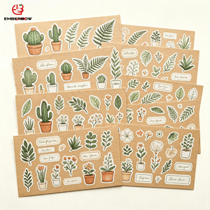 EBB Kraft Paper Plant <b>Sticker</b> Sheets Irregular Shape Adhesive Eco-Friendly Craft Gift Labels Eco <b>Waterproof</b> Tumbler Wrap <b>Sticker</b> - Product Image 1