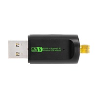Adaptateur WiFi USB sans fil double bande 600 Mbps 2-en-1 WiFi5 BT 4.2 avec antenne externe, compatible avec Windows, MacOS, Linux