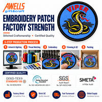 Patch Bordir Ular Cobra Kustom, Lencana Bulat Viper untuk Jaket Motor, Tas Ransel, Topi, dan Pakaian Jalanan AWELLS